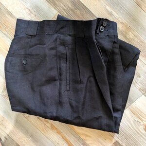 Vtg 80s Giorgio Sant' Angelo Women's Linen Pants 10  Black High Waist Lined